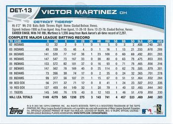 2013 Topps Detroit Tigers #DET13 Victor Martinez Back