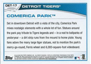 2013 Topps Detroit Tigers #DET17 Comerica Park Back
