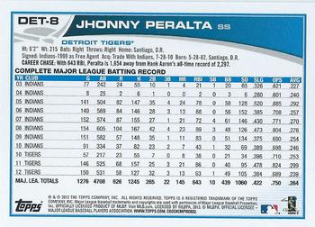 2013 Topps Detroit Tigers #DET8 Jhonny Peralta Back