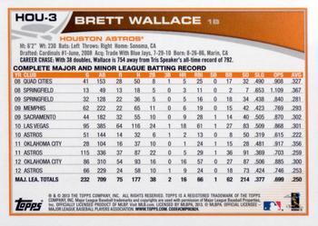 2013 Topps Houston Astros #HOU-3 Brett Wallace Back