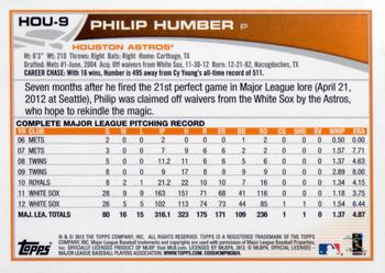 2013 Topps Houston Astros #HOU-9 Philip Humber Back