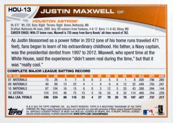 2013 Topps Houston Astros #HOU-13 Justin Maxwell Back