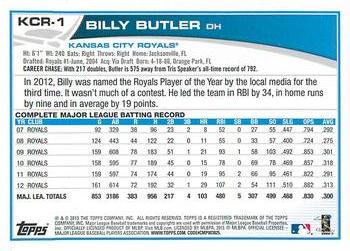 2013 Topps Kansas City Royals #KCR1 Billy Butler Back