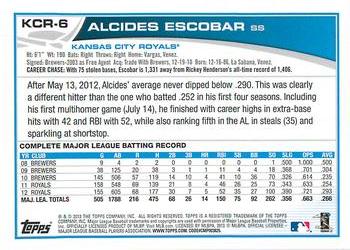 2013 Topps Kansas City Royals #KCR6 Alcides Escobar Back