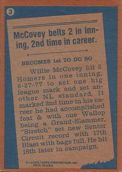 1978 Topps #3 Willie McCovey Back