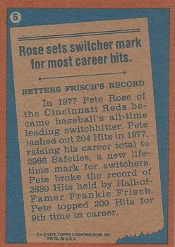 1978 Topps #5 Pete Rose Back