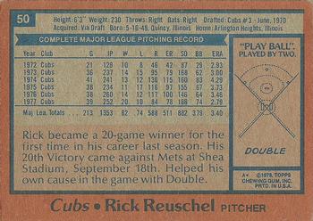 1978 Topps #50 Rick Reuschel Back
