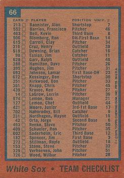 1978 Topps #66 Chicago White Sox Back