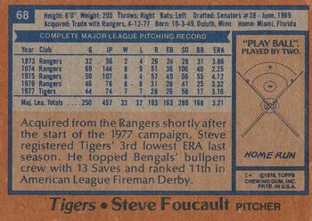 1978 Topps #68 Steve Foucault Back