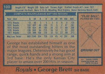 1978 Topps #100 George Brett Back