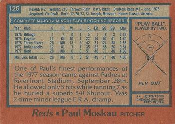 1978 Topps #126 Paul Moskau Back