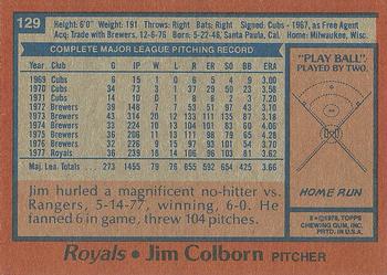 1978 Topps #129 Jim Colborn Back