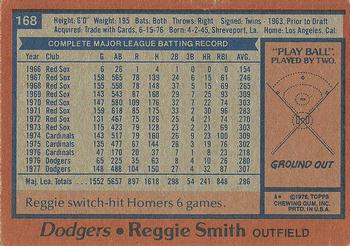 1978 Topps #168 Reggie Smith Back