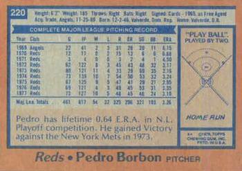 1978 Topps #220 Pedro Borbon Back