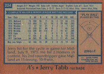 1978 Topps #224 Jerry Tabb Back