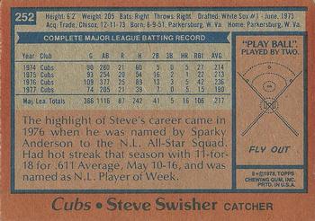 1978 Topps #252 Steve Swisher Back