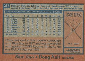 1978 Topps #267 Doug Ault Back