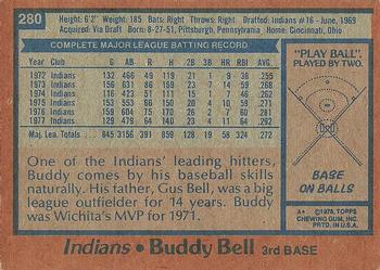 1978 Topps #280 Buddy Bell Back