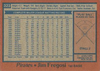 1978 Topps #323 Jim Fregosi Back