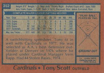 1978 Topps #352 Tony Scott Back