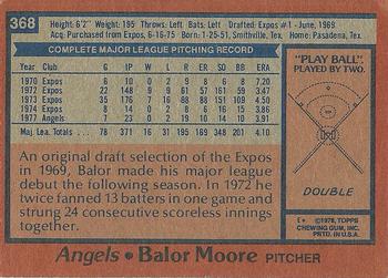 1978 Topps #368 Balor Moore Back