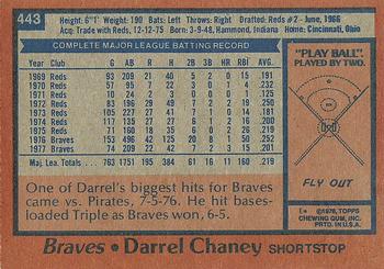 1978 Topps #443 Darrel Chaney Back