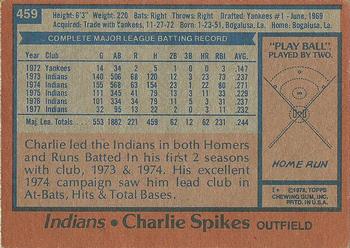 1978 Topps #459 Charlie Spikes Back