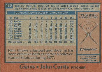 1978 Topps #486 John Curtis Back