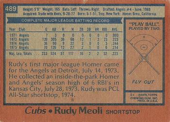 1978 Topps #489 Rudy Meoli Back