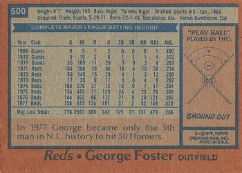 1978 Topps #500 George Foster Back
