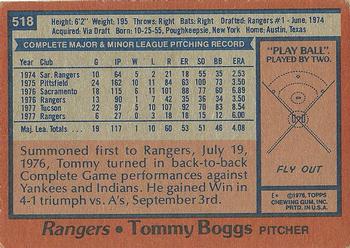 1978 Topps #518 Tommy Boggs Back