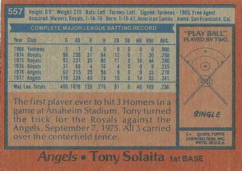 1978 Topps #557 Tony Solaita Back