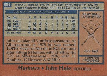 1978 Topps #584 John Hale Back