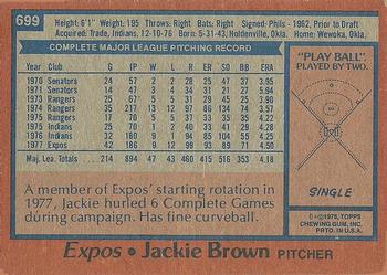 1978 Topps #699 Jackie Brown Back