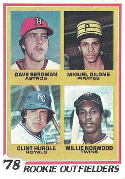 1978 Topps #705 1978 Rookie Outfielders (Dave Bergman / Miguel Dilone / Clint Hurdle / Willie Norwood) Front