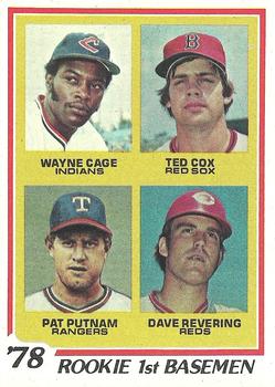 1978 Topps #706 1978 Rookie First Basemen (Wayne Cage / Ted Cox / Pat Putnam / Dave Revering) Front