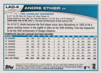 2013 Topps Los Angeles Dodgers #LAD4 Andre Ethier Back