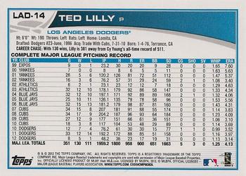 2013 Topps Los Angeles Dodgers #LAD14 Ted Lilly Back
