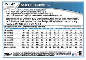 2013 Topps National League All-Stars #NL-2 Matt Kemp Back