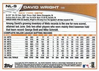 2013 Topps National League All-Stars #NL-9 David Wright Back