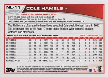 2013 Topps National League All-Stars #NL-11 Cole Hamels Back