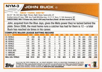 2013 Topps New York Mets #NYM3 John Buck Back