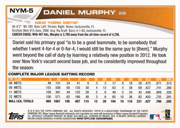 2013 Topps New York Mets #NYM5 Daniel Murphy Back