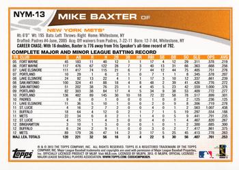 2013 Topps New York Mets #NYM13 Mike Baxter Back