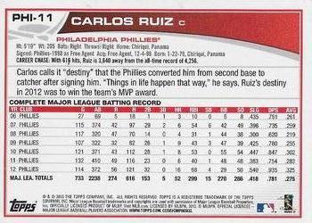 2013 Topps Philadelphia Phillies #PHI-11 Carlos Ruiz Back