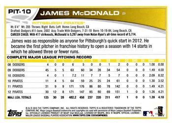 2013 Topps Pittsburgh Pirates #PIT10 James McDonald Back