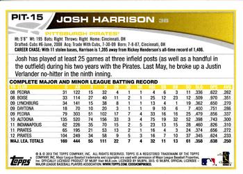 2013 Topps Pittsburgh Pirates #PIT15 Josh Harrison Back