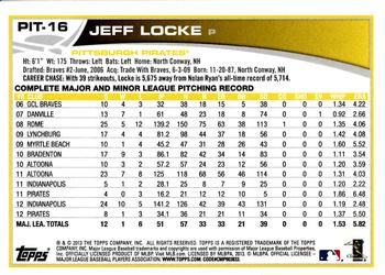 2013 Topps Pittsburgh Pirates #PIT16 Jeff Locke Back