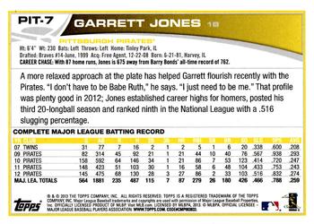2013 Topps Pittsburgh Pirates #PIT7 Garrett Jones Back
