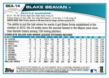 2013 Topps Seattle Mariners #SEA-14 Blake Beavan Back